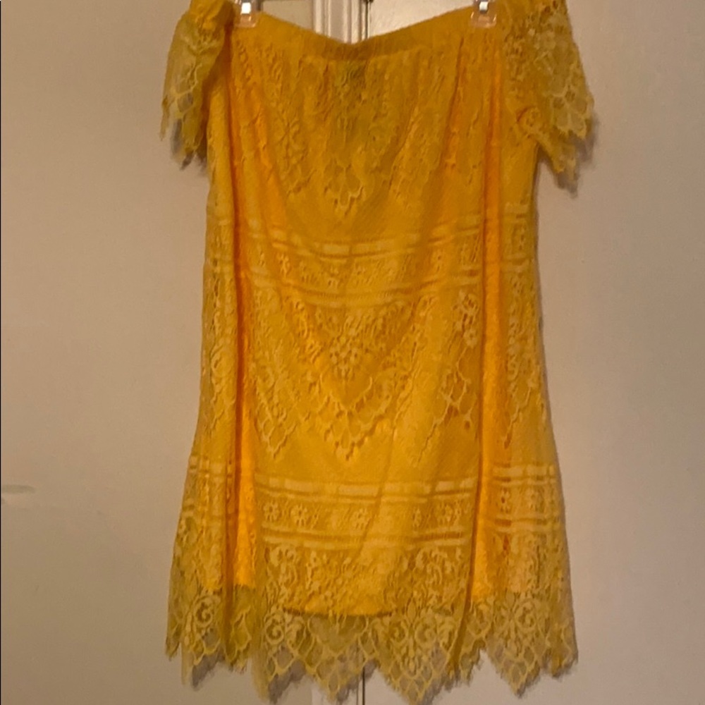 Yellow off the shoulder dress